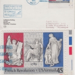 USA - 45 C French Revolution Bogenecke Formnummer LH-Erstflug Charlotte FFM 1990