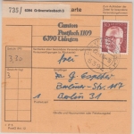 BRD - 11x30 Pfg. Heinmann Paketkarte Grävenwiesbach - Berlin 1976