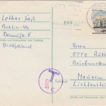Berlin - 15 Pfg. Neu-Berlin Karte n. LIECHTENSTEIN 1966 Nachporto
