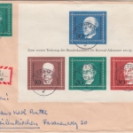 BRD - Adenauer Block + 20 Pfg. Einschreibebrief Garstedt - Geilenkirchen 1968