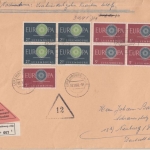 Luxemburg - 4x2,50+5x5 Fr. Europa 1960 Nachnahme-Einschreibrief Luxembourg-Ville