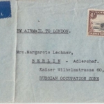 Ostafrik. Gemeinschaft - Luftpostbrief (Airmail to London !) Nairobi Berlin 1946