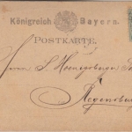 Bayern - 5 Pfg. weite Welle a-Farbe Karte Pfarrkirchen - Regensburg ca. 1876/77
