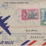 Fiji - 2Sh + 1'6 Sh. Freimakren Luftpost Einschreibebrief Natuvu - Hamburg 1958