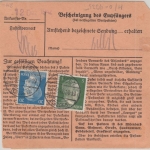 DR - 3 RM AH u.a. Dringend Paketkarte Seiffen - Bamberg 1942