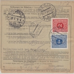 DR - 2x40 Pfg. Hindenburg Paketkarte/Beutelstück n. TSCHECHIEN Berlin 1936