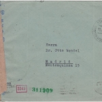 DR - 25 Pfg. AH Brief n. SPANIEN Stuttgart - Madrid 1942 dt.-span. Doppelzensur