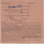 DR - 80 Pfg. AH Nachnahme Paketkarte Schongau - Weißenhorn 25.3.45 !!