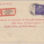 DR 40+15 Pfg Hindenburg Einschreibebrief n USA Homberg 1933 Roosevelt Collection