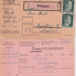 DR - 3x50 Pfg. AH u.a. Dringend Paketkarte "über" Apolda - Regensburg 1943