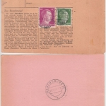 DR - 3x50 Pfg. AH u.a. Dringend Paketkarte "über" Apolda - Regensburg 1943