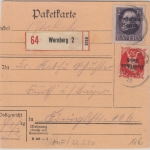 Bayern/DR Mischfrankatur Einschreibepaketkarte Wernberg 2 - Fürth 22.5.20