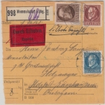 Bayern - 1 M. Ludwig u.a. Eilboten Landbestellung Paketkarte Memmelsdorf 1917 n.