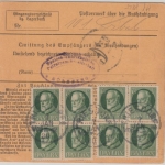 Bayern - 10x7 1/2 Pfg. Ludwig Paketkarte Triesdorf - Nürnberg 1920