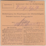 Bayern - 3 M. Ludwig/Volksstaat ua. Wertpaketkarte Triesdorf - Feuchtwangen 1919