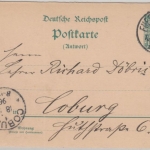 DR/Bayern - 5 Pfg. Krone/Adler Ganzsache Antwortteil bayer. K1 Fürth Coburg 1896