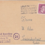 DR - (24) Hamburg 27.1.45 PLZ-Werbestempel (Tagesalarm) Karte n. Friedrichsstadt