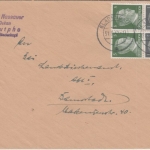 DR - 5+1 Pfg. AH 2xZusammendruck im 4er-Block Brief Gladenbeck - Darmstadt 1942