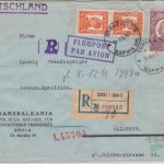 Bulgarien - 20 +2x4 L. Zar Boris III. Luftpost Einschreibebrief Sofia 1941 n.