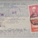 Chile - Santiago de Chile 1952 Luftpost Einschreibebrief n. ÖSTERREICH - Zensur