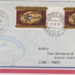 Colombia - Lufthansa 1st-Flug Etappe Bogota Lima 1967 60 Ctv Zwischenstegpaar