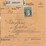 Bayern - 60 Pfg. Ludwig Paketkarte Helmbrechts - Deggendorf 1917