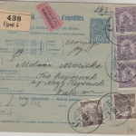 Ungarn - 10 F Ganzsache Nachnahme Paketkarte+Zusatz Ujpest Nagy Kapornak 18.1.18