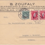 Slowakei - 2x1 K. Hlinka/Überdruck u.a. Brief i.d. SCHWEIZ Bratislava 19.4.39 n.