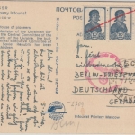 Sowjetunion - 3x10 Kop. Ansichtskarte Moskau - Berlin 7.12.40 OKW-Zensur