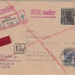 Berlin - Schwarzaufdruck 80 Pfg. u.a. Einschreiben Eilbrief n. Nürnberg 16.10.48