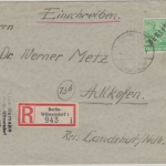 Berlin - Schwarzaufdruck 84 Pfg. Einschreibebrief Wilmersdorf - Adlkofen 7.9.48