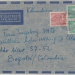 Berlin - 60+2x5 Pfg Bauten I Luftpostbrief n. KOLUMBIEN Zehlendorf - Bogota 1954