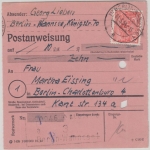 Berlin - 20 Pfg. Bauten I Ortspostanweisung Wannsee - Charlottenburg 1954