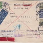 Berlin - 2x50+30+10 Pfg. Bauten I Luftpost Eilbrief n. CHILE Friedenau 1950