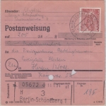 Berlin - 60 Pfg. Bauten I Postanweisung Schöneberg - Herten 1954