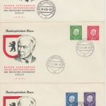 Berlin - Heuss Medaillon 1959 Satz 3 Schmuck-FDC 31.1./10.4./22.5.59