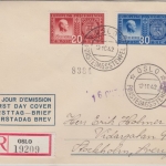 Norwegen - Gründung Europ. Postverein Einschreibebrief/FDC ESST Oslo 1942 n.