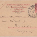 Österreich/Levante - 20 Pa. a. 10 H. Ganzsache n. BELGIEN Constantinopel 1907