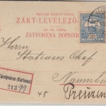 Ungarn/Kroatien - 10 f Ganzsache Kartenbrief + Zusatz Einschreiben Karlovac 1908