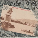 Schweiz - Zürich Hafendamm Passepartout-Ansichtskarte gelaufen 1905