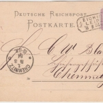DR - Eichicht - Leipzig sächs. Bahnpoststempel Karte n. Chemnitz 1884