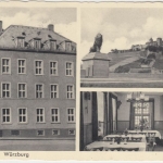 Bayern - Würzburg Hotel Luitpoldbrücke sw-Mehrbild-AK gelaufen 1954