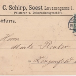 DR - Soest 1911 Firmenkarte (Polsterei Deko Schirp) n. Lengenfeld