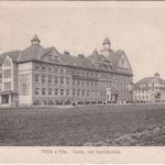 Sachsen - Riesa a. Elbe Carola- u. Handelsschule sw-AK gelaufen 1922