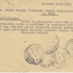 Italien - 20 L. Quadriga Ganzsache + Zusatz Einschreiben-Rückschein Firenze 1952