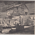 Schweiz - Pontresina Graubünden Brunnen m. Haus sw-AK gelaufen 1904