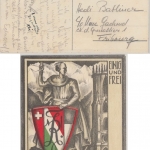 Schweiz - Fribourg 1948 Feldpostkarte Studentenkarte Neu-Romania Eing und Frei