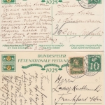 Schweiz - Bundesfeier 1925 Sonderganzsache beide Bilder Goldern/Weissbad 1.8.25