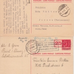 Schweiz - 25 a. 20 Rp. Ganzsache 2 Stück Basel/Lugano - Jarmen 1949