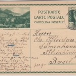 Schweiz - 10 Rp. Bildganzsache gez. Langebruck - Luzern - Basel 1932